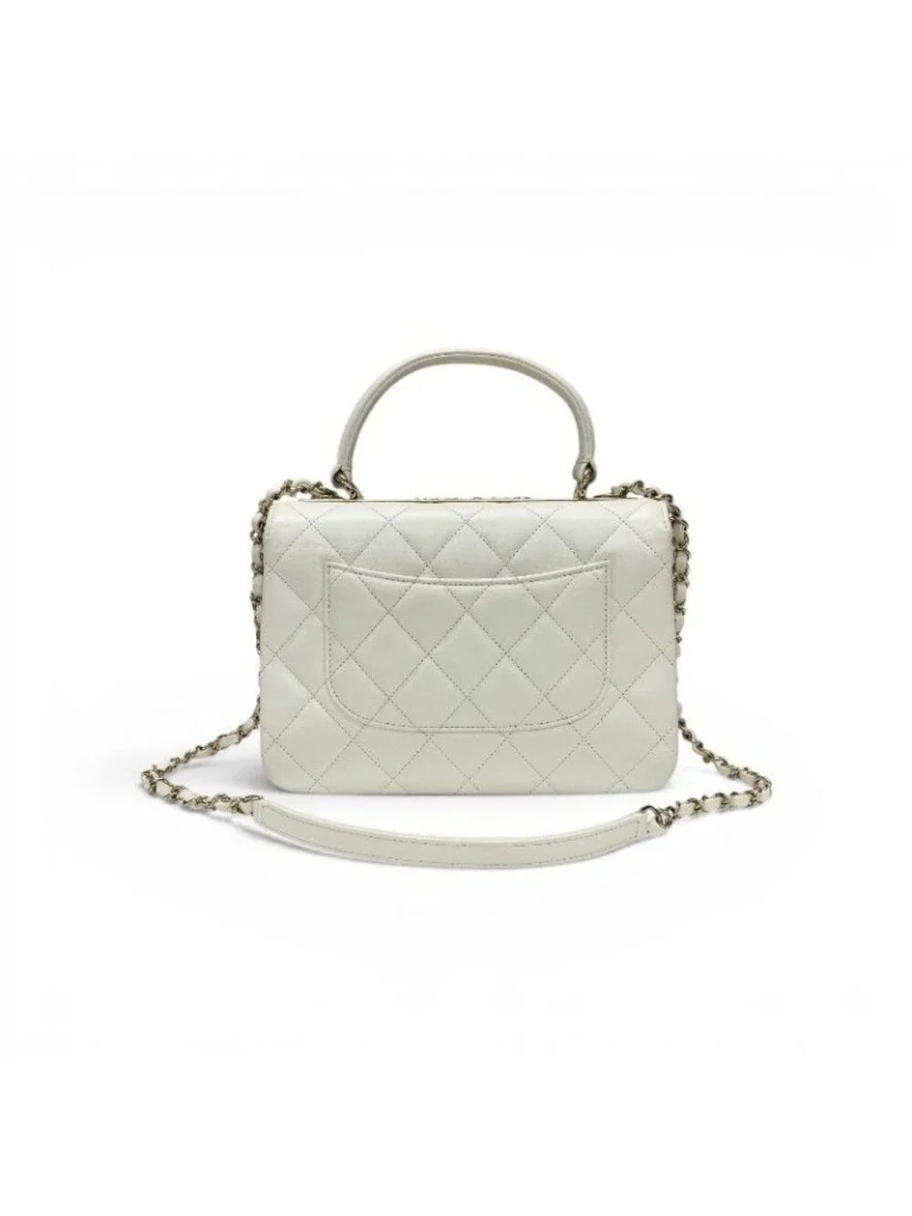 Chanel Trendy CC Shoulder Bag White Gold CC Logo Turnlock Rhinestone Chain 2-Way